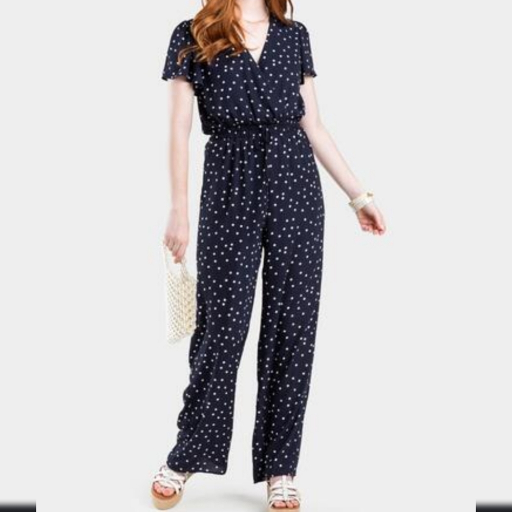 $12 SALE ✨️✨️ NWT Francescas Navy Poldka dot jumpsuit